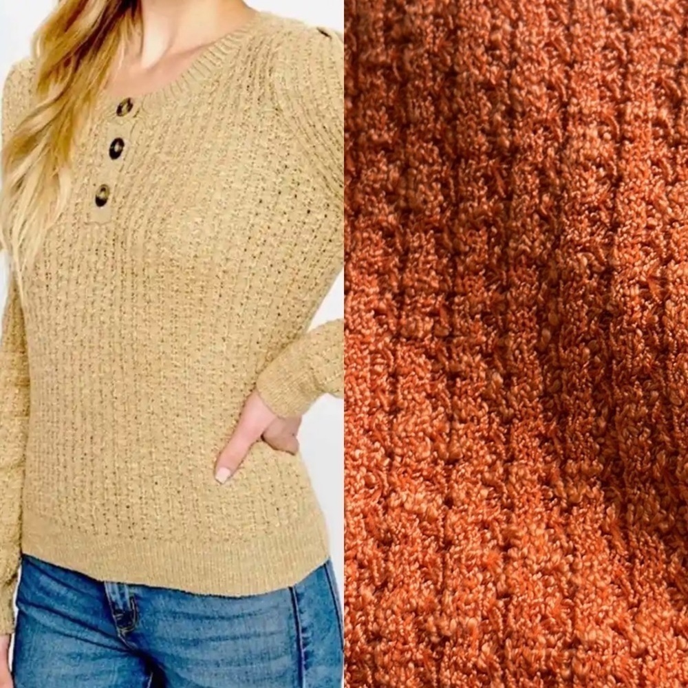 Urban Outfitters Lumiere Textured Sweater. Orange 3 Sm 2 Med /Beige 1 Lg